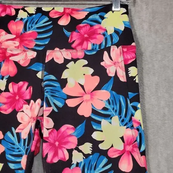 PINK Victoria's Secret Leggings Womens L Pink Floral Ultimate Stretch High Waist - Picture 5 of 10